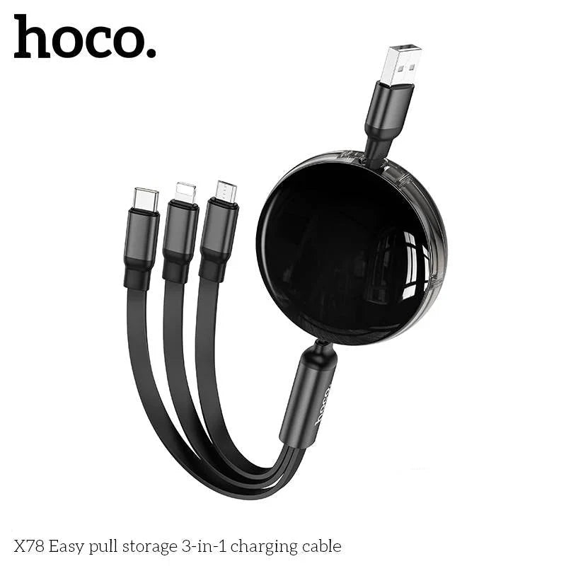 Hoco X78 Easy pull storage 3-in-1 charging cable