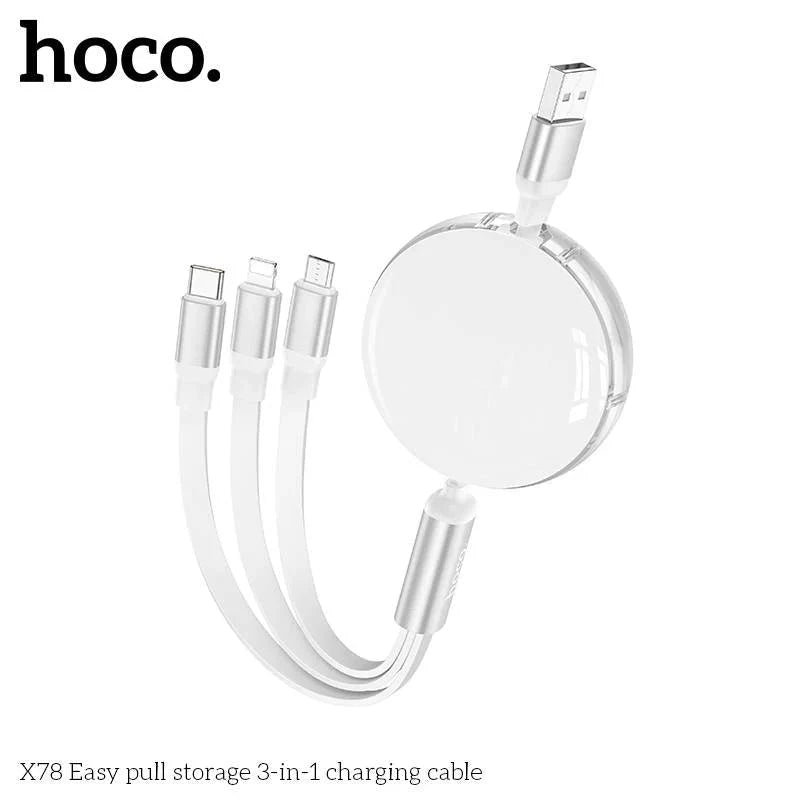Hoco X78 Easy pull storage 3-in-1 charging cable
