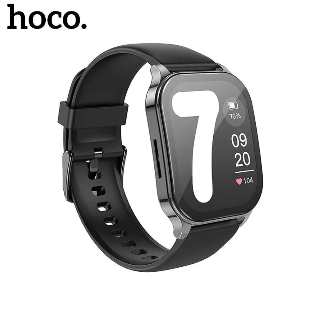 Hoco Y19 AMOLED Bluetooth Smart Sports Watch 1.96 Inch, IP68 Waterproof - Black