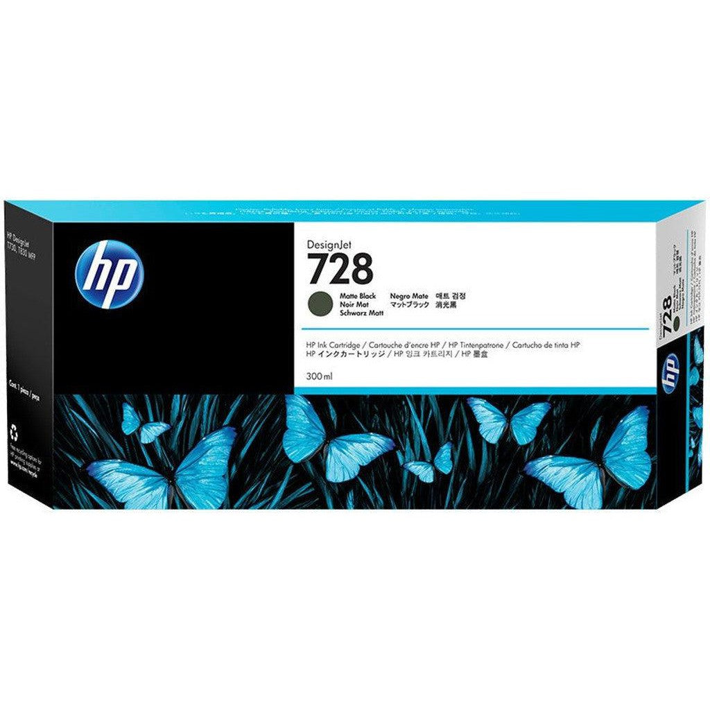 Hp 728 Matte Black 300Ml Designjet Ink Cartridge F9J68A