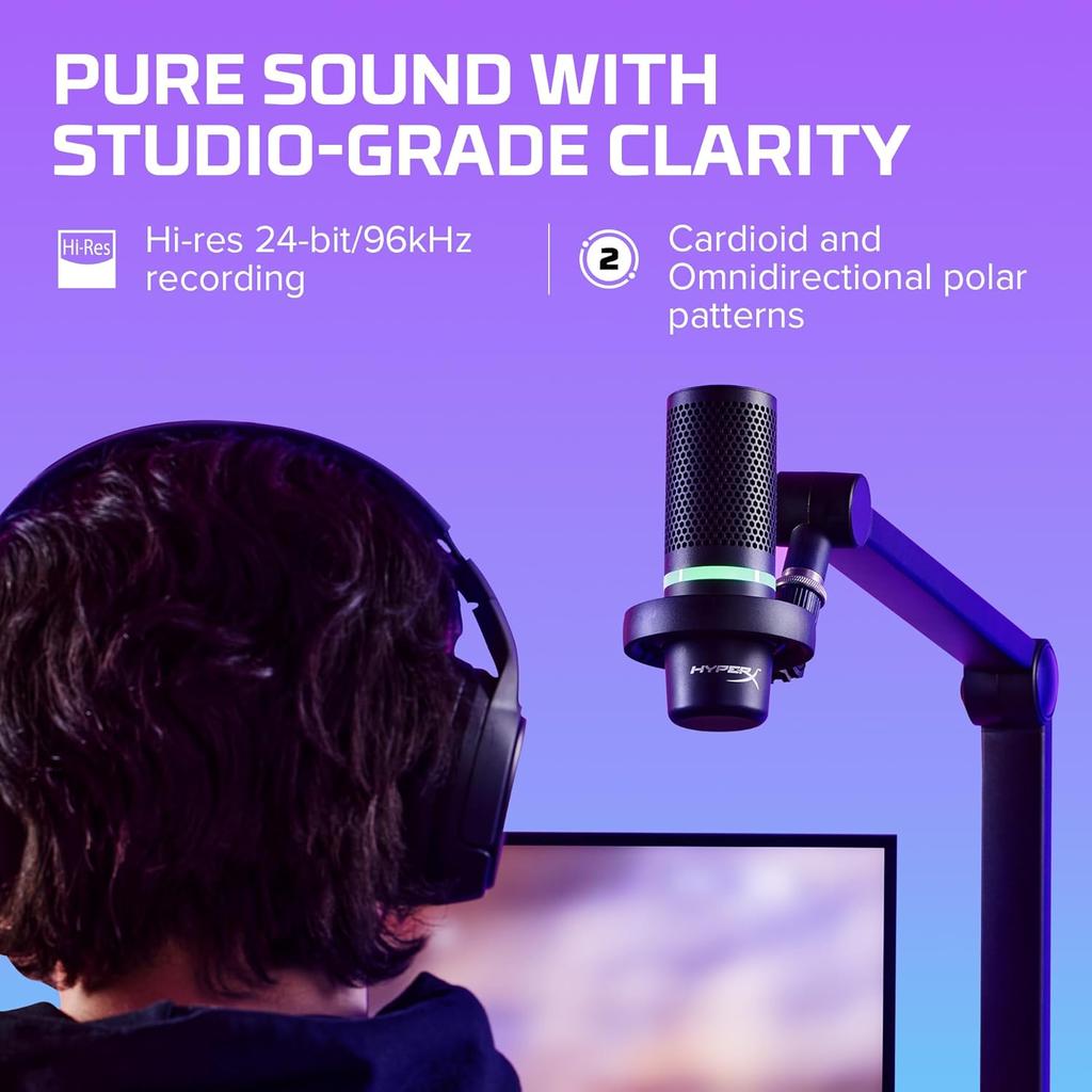 HyperX DuoCast Wired RGB Gaming and Streaming Microphone-Black