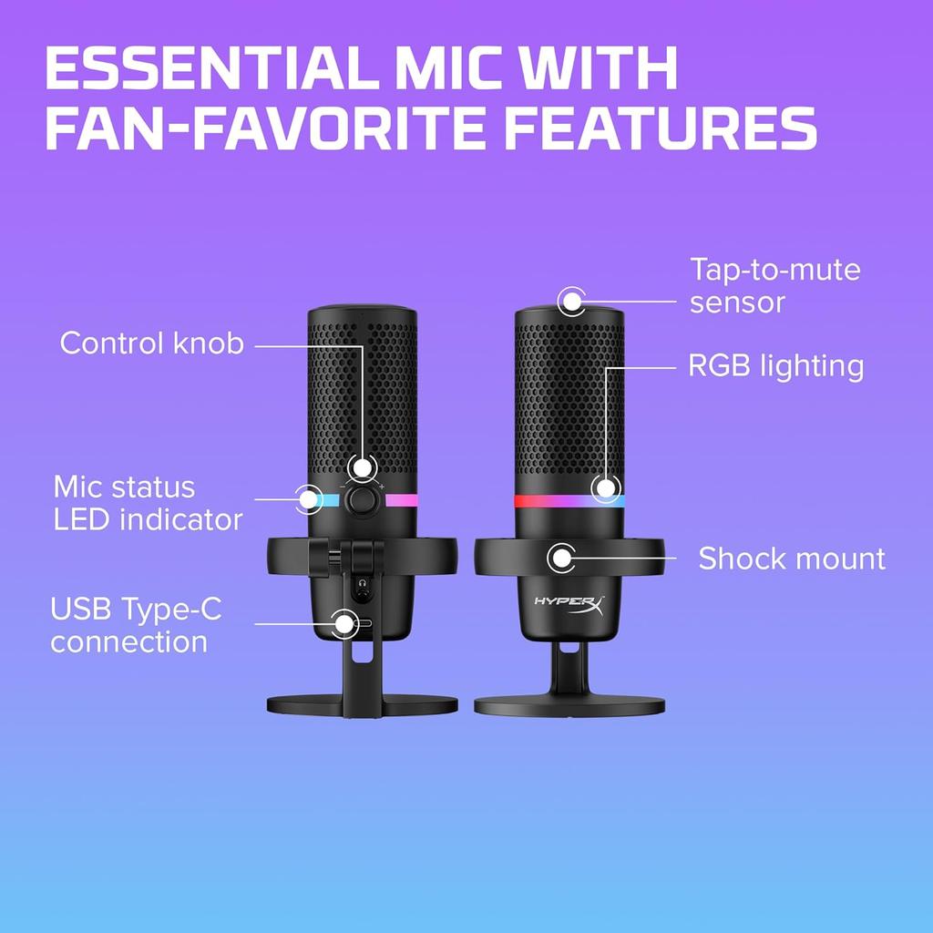 HyperX DuoCast Wired RGB Gaming and Streaming Microphone-Black