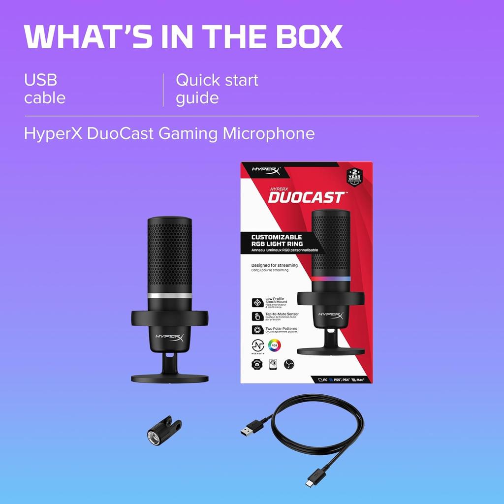 HyperX DuoCast Wired RGB Gaming and Streaming Microphone-Black