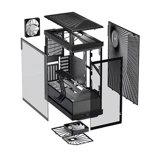 HYTE Y40 Mid Tower Two Panel Front & Left Side Tempered Glass Case With 2 Fan - Black