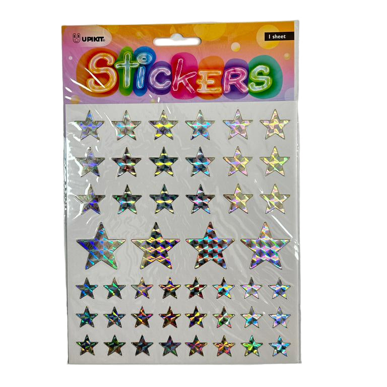 Silver Star Stickers - 1 Sheet