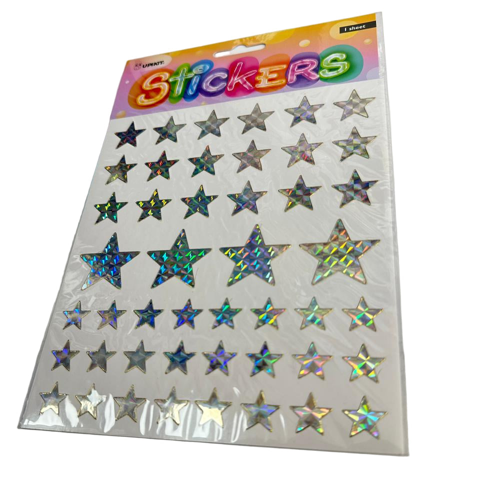 Silver Star Stickers - 1 Sheet