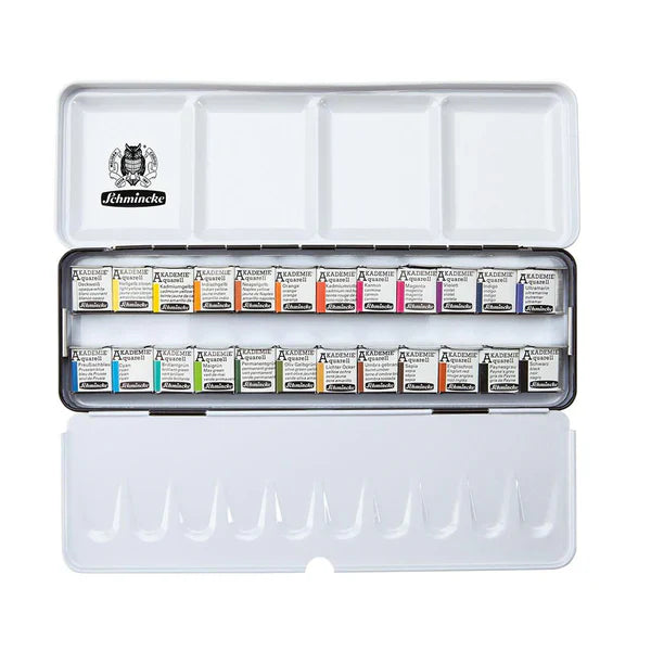 Schmincke - Akademie A Metal Set, 24 × ½ Pans