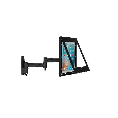 Ipad & Universal Tablet Holder with Lock Wall Mount With Adjustable Arm Black