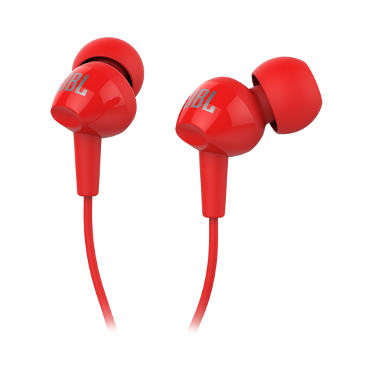 JBL C100SI Wired In Ear Headphones with Mic, JBL Pure Bass Sound Red