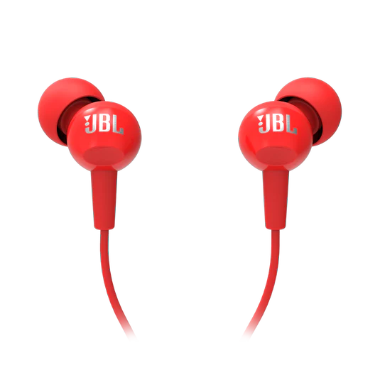 JBL C100SI Wired In Ear Headphones with Mic, JBL Pure Bass Sound Red
