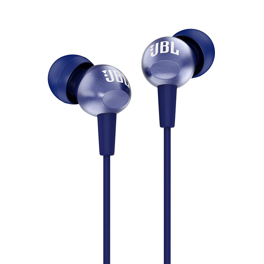 JBL C200 SIU Wired In Ear Headphones with Mic, JBL Pure Bass Sound Blue Color