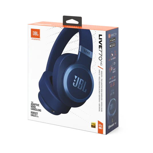 JBL LIVE 770NC Bluetooth Headphone with Mic (Upto 65 Hours Playback, Over Ear, Blue)
