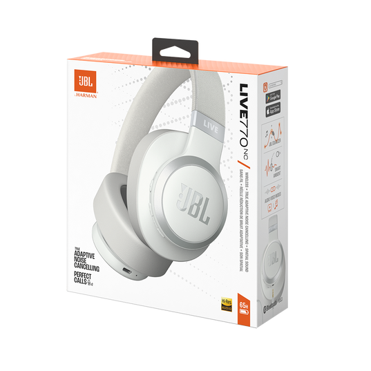 JBL LIVE 770NC Bluetooth Headphone with Mic (Upto 65 Hours Playback, Over Ear, White)