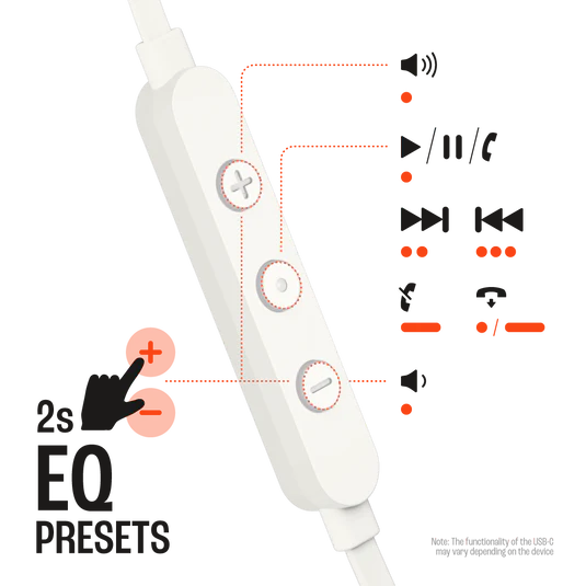 JBL Tune 310C USB-C Headphones - In-ear / Wired / White