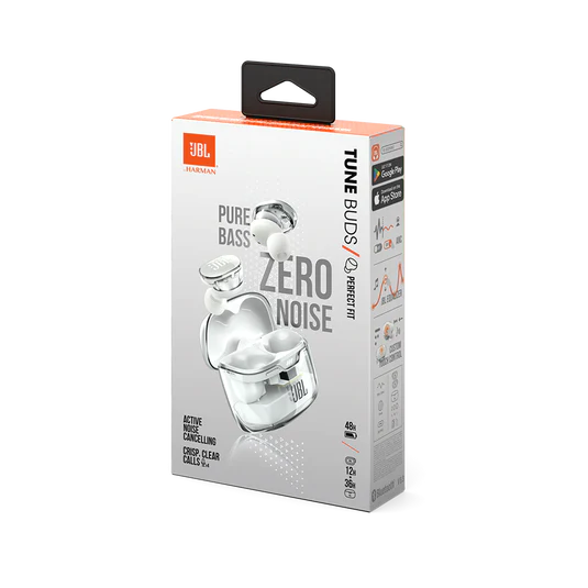 JBL Tune Buds True Wireless Noise Cancellation Earbuds GHOST EDITION - White