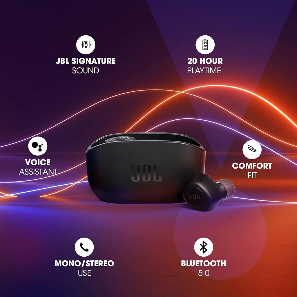 JBL Wave 100TWS True Wireless Earbuds - In-Ear / Wireless / Black