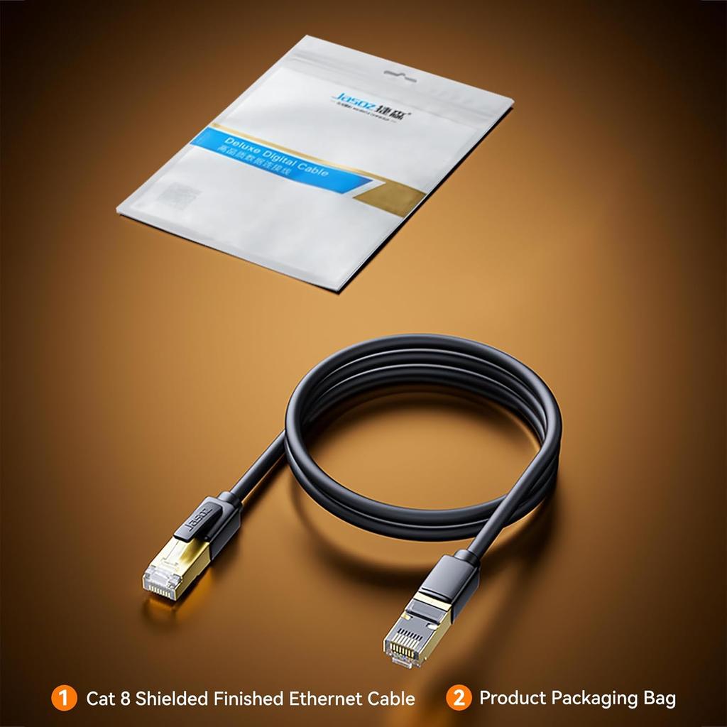 Jasoz Ethernet Cable - RJ-45 / CAT8 / 40Gbps / 1 Meters / Black