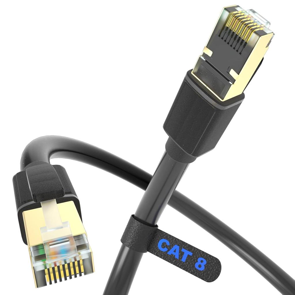 Jasoz Ethernet Cable - RJ-45 / CAT8 / 40Gbps / 2 Meters / Black