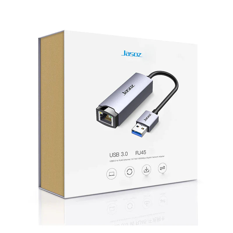 Jasoz F105 USB 3.0 to RJ45 Gigabit Network Card - 100Mbps / Space Gray