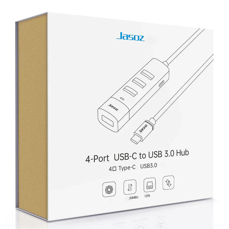 Jasoz F117 4-Port Type-C to USB 3.0 Hub - Black