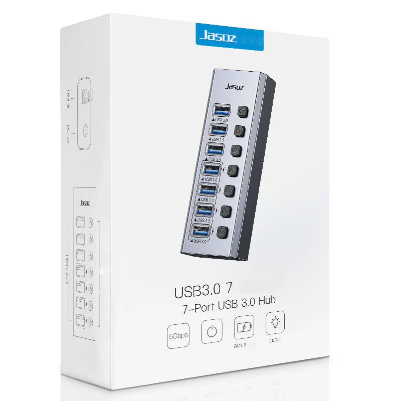 Jasoz F118 7-Port USB 3.0 Hub - Space Gray