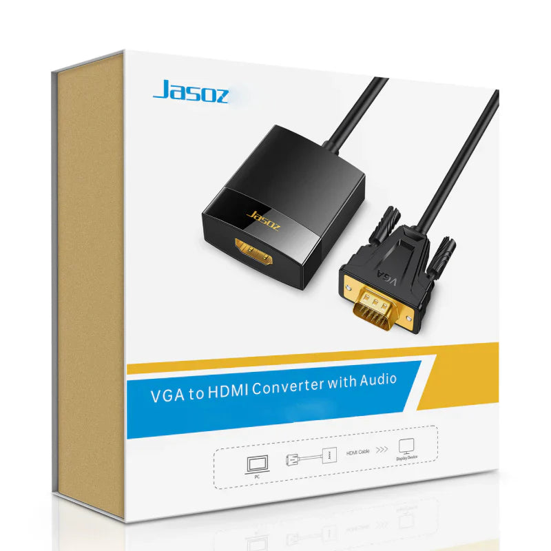 Jasoz G115 VGA to HDMI Converter with Audio/Power Supply - Black