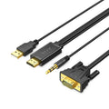 Jasoz G117 HDMI to VGA Cable with Audio/Power Supply Cable - 2 Meter / Black