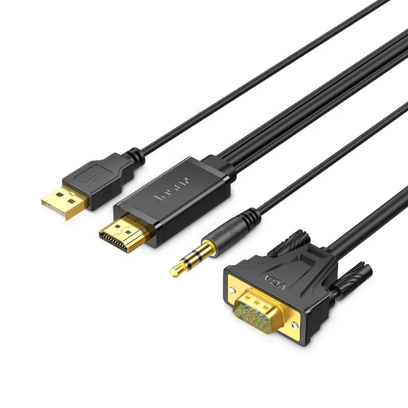 Jasoz G117 HDMI to VGA Cable with Audio/Power Supply Cable - 2 Meter / Black