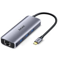 Jasoz H111 USB Type-C To HDMI RJ45 USB3.0 Hub PD100W 6in1 Multi-port Convertor Adapter