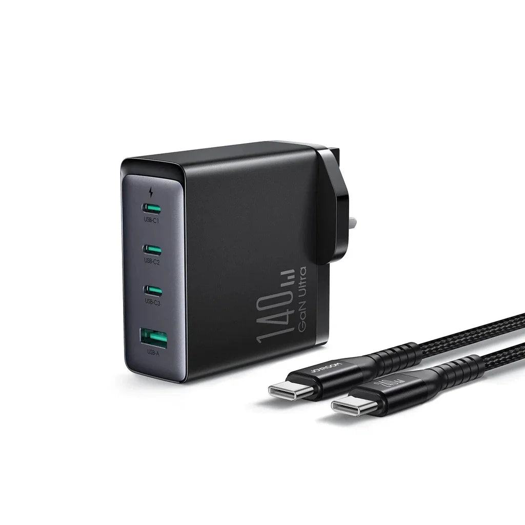 Joyroom 140W 3C1A Fast Charger-Black+240W C to C Cable 1.2m GaN Ultra