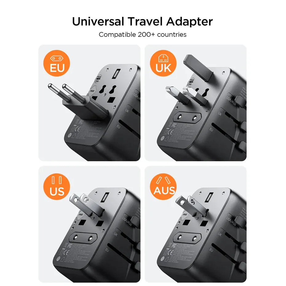 Joyroom 17W Universal Travel Adapter with USB Ports – Black