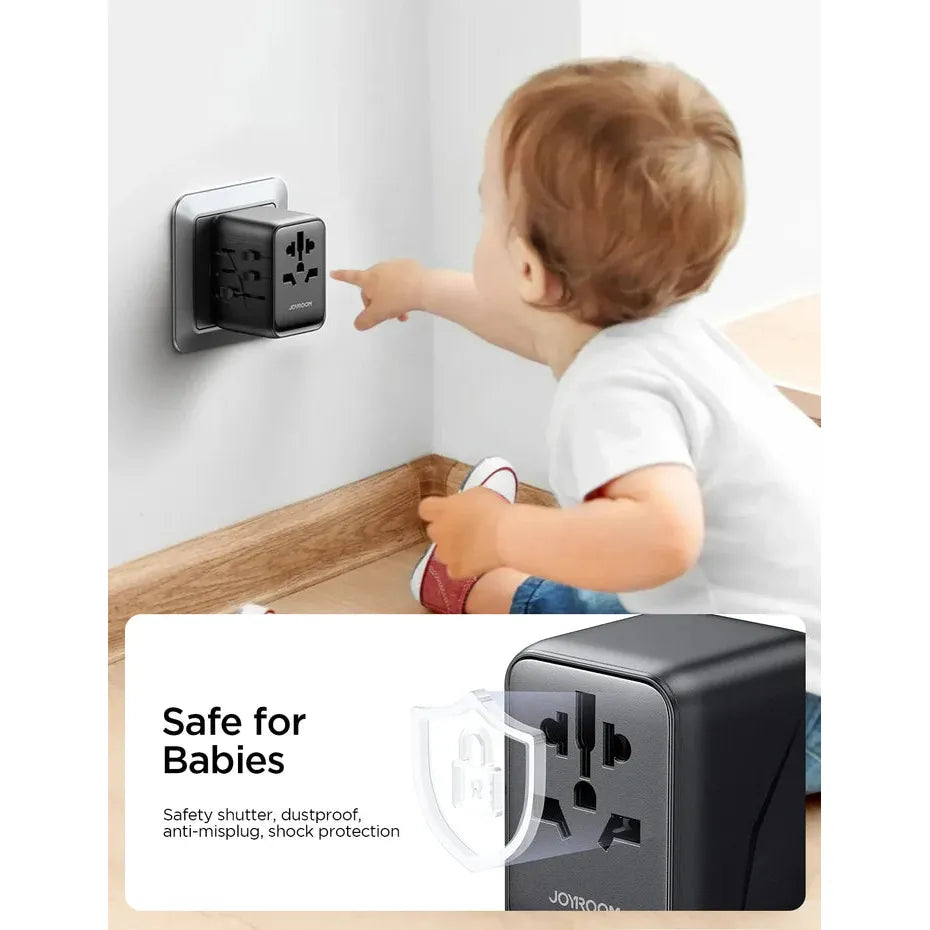 Joyroom 17W Universal Travel Adapter with USB Ports – Black