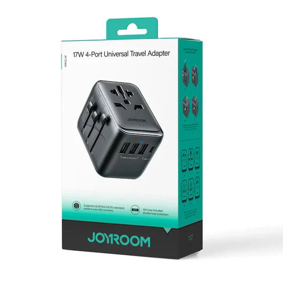 Joyroom 17W Universal Travel Adapter with USB Ports – Black
