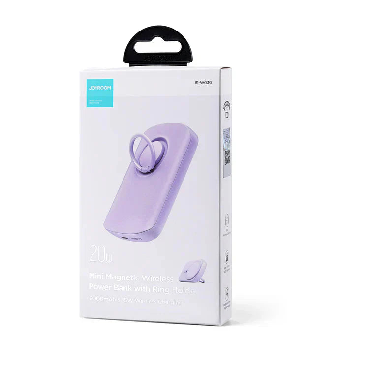 Joyroom 20W 6000mah Mini magnetic wireless power bank with ring - Purple