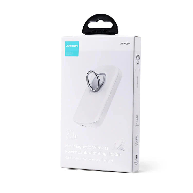 Joyroom 20W 6000mah Mini magnetic wireless power bank with ring - White