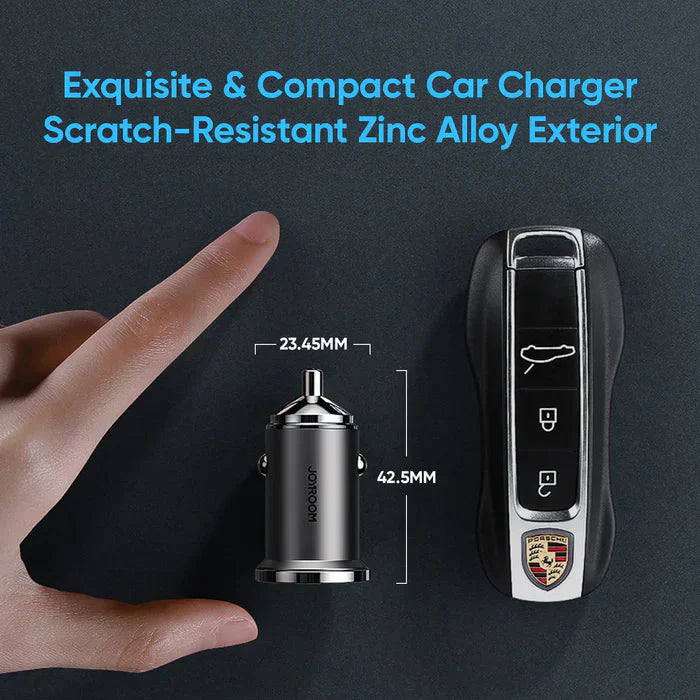 Joyroom 45W Mini 2-port ring-pull fast car charger - GREY