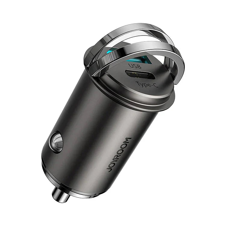 Joyroom 45W Mini 2-port ring-pull fast car charger - GREY