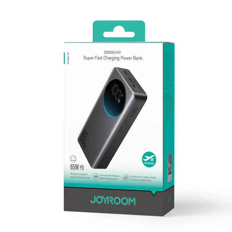 Joyroom 65W Power Bank 20000mAh - Black - Fast Charging for Devices