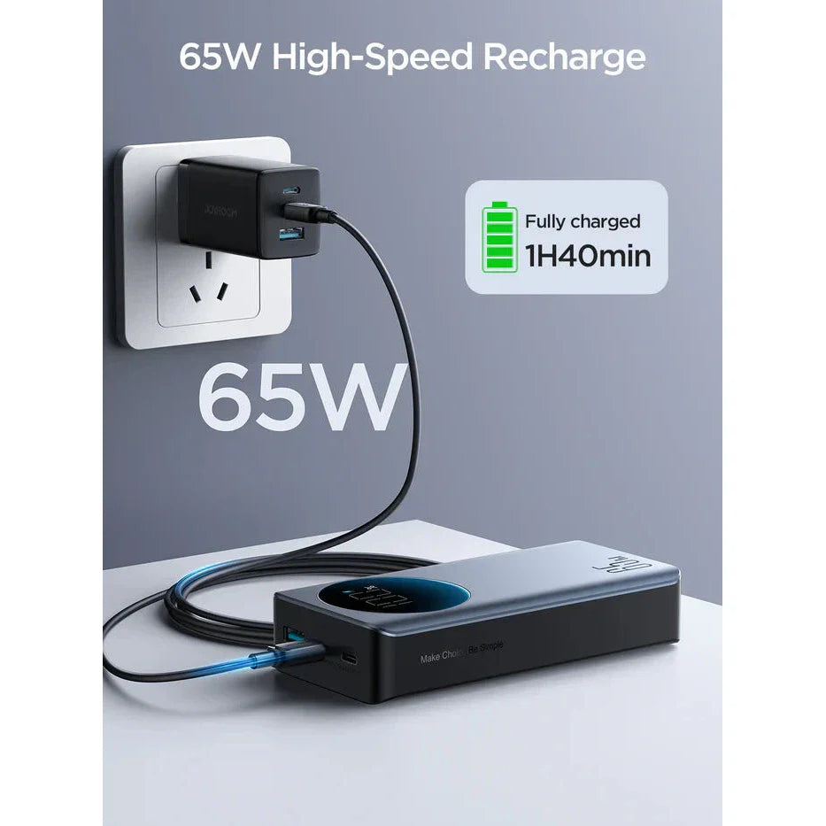 Joyroom 65W Power Bank 20000mAh - Black - Fast Charging for Devices