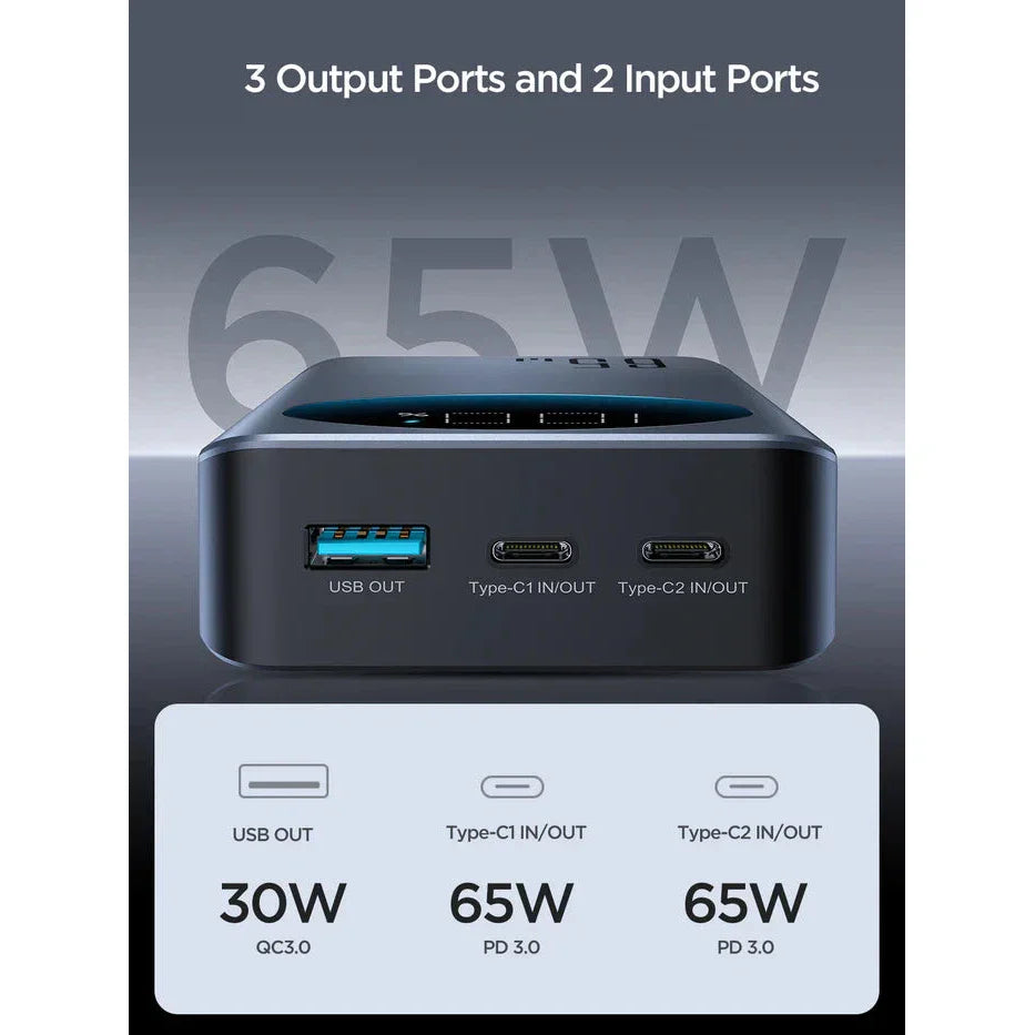 Joyroom 65W Power Bank 20000mAh - Black - Fast Charging for Devices