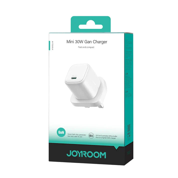 Joyroom GaN Mini 30W Fast Charger – UK Plug, White