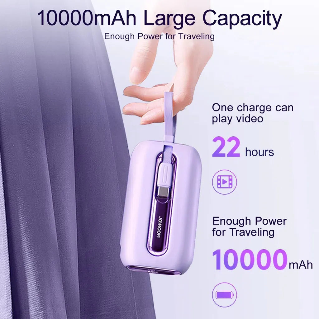 Joyroom JR-L012 Mini Power Bank with Dual Cables – 10000mAh / 22.5W / Purple