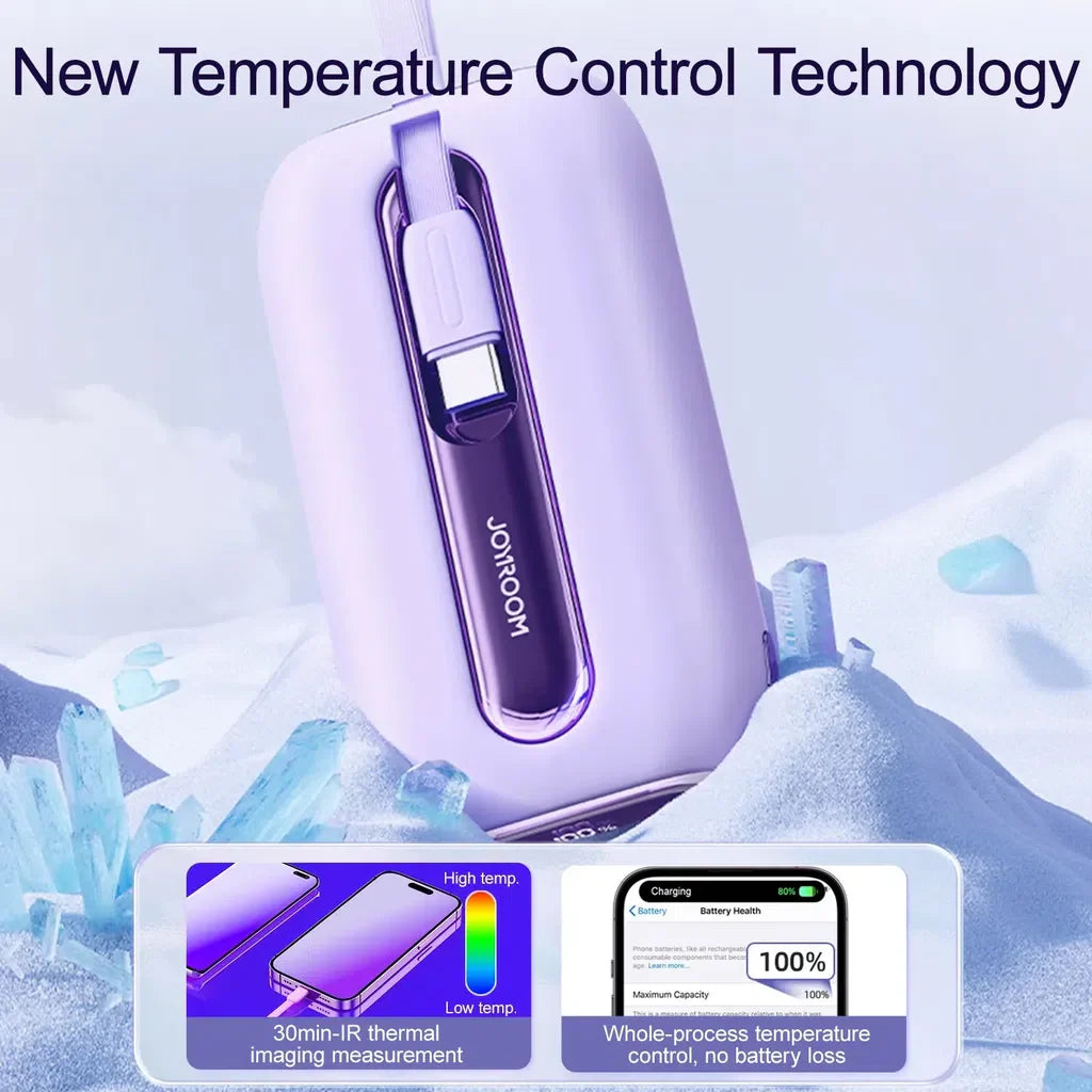 Joyroom JR-L012 Mini Power Bank with Dual Cables – 10000mAh / 22.5W / Purple
