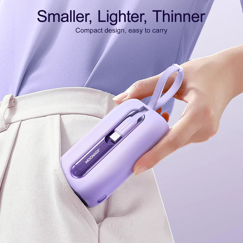 Joyroom Mini Power Bank with Dual Cables – 10000mAh / 22.5W / Pink