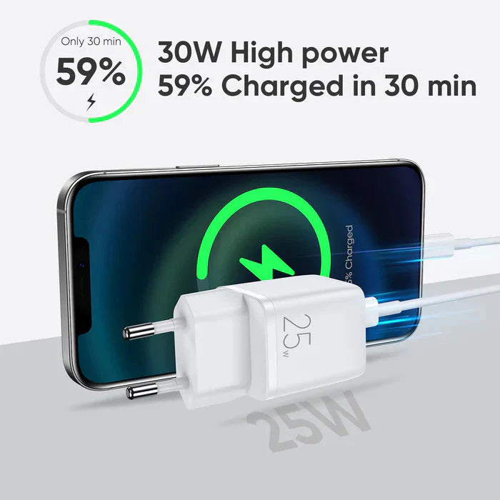 Joyroom PD 25W Mini Intelligent Fast Charger Adapter with USB-C Cable - BLACK