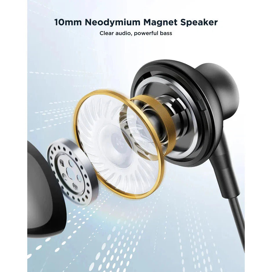 Joyroom Type c Series Half In-Ear Wired Earphones - Black