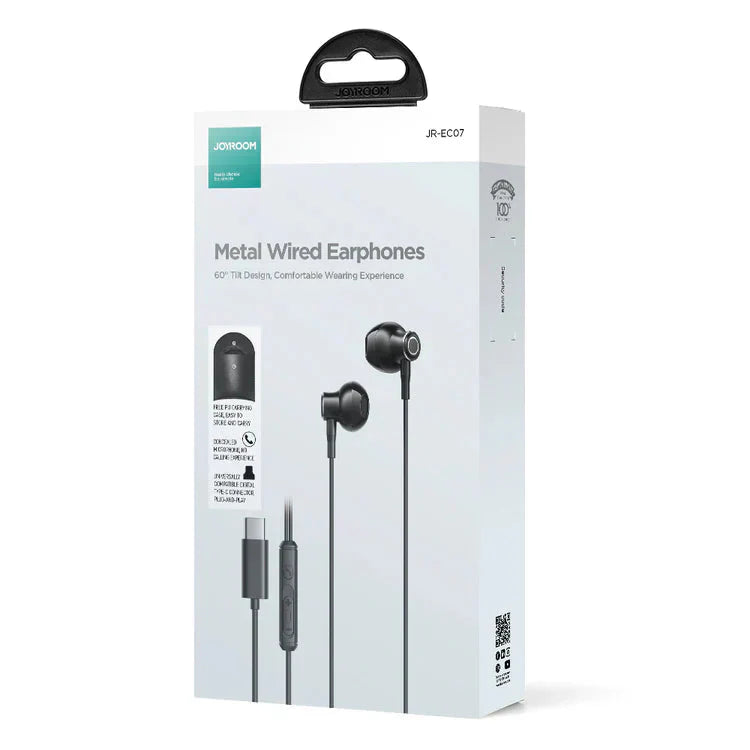 Joyroom Type c Series Half In-Ear Wired Earphones - Black