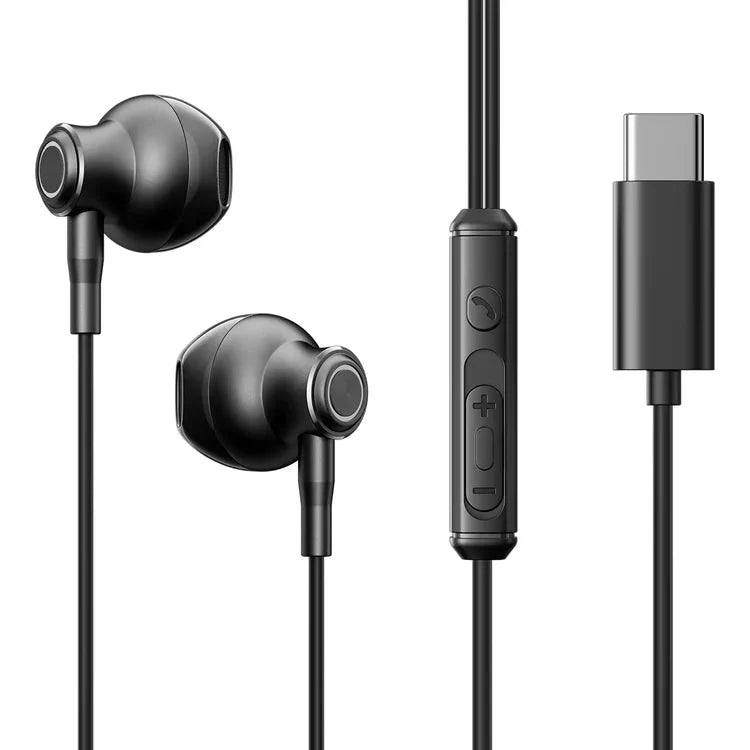 Joyroom Type c Series Half In-Ear Wired Earphones - Black
