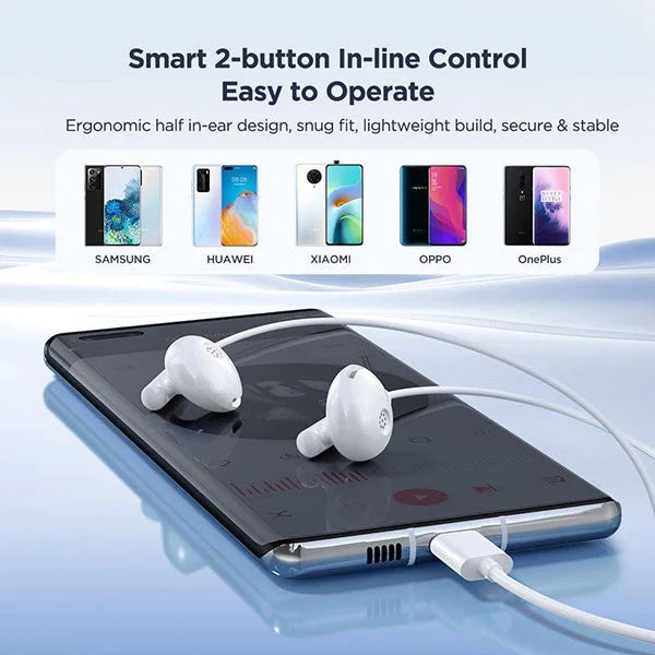 Joyroom Type c Series In-Ear Metal Wired Earbuds - White