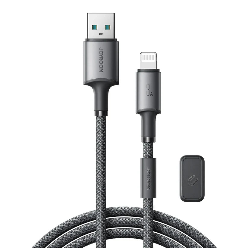 Joyroom Unlimited Series 3A USB-A to Lightning Cable with Magnetic Organizer – 1.2m, Gray